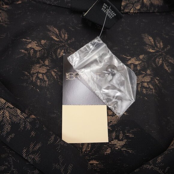 NWT Lane Bryant 100% Silk Women's 14/16 Button-up Blouse Poet Sleeve Dark Floral - Picture 9 of 12